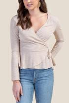 Francesca's Melanie Wrap Front Top - Sand