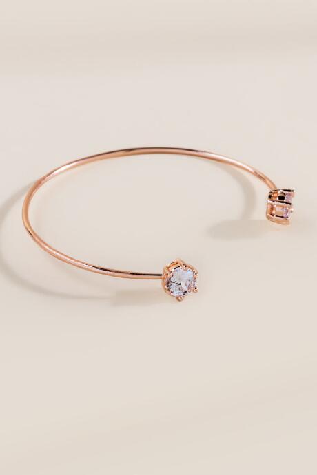Francesca's Cassandra Crystal Open Bangle Bracelet - Rose/gold