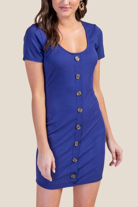 Francesca's Evelyn Button Front Knit Dress - Navy