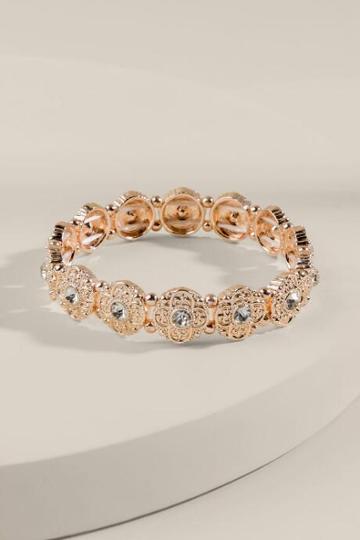 Carole, Inc Andi Filigree Rose Gold And Crystal Bracelet - Rose/gold