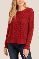 Francesca's Samara Cable Velvet Whipstitch Sweater - Cinnamon