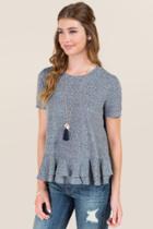 Heyrij Inc Dianna Ruffle Bow Back Tee - Gray