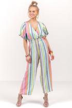 Francesca Inchess Josephine Striped Jumpsuit - Baby Blue