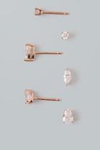 Francesca's Gabi Rose Gold Stud Set - Crystal