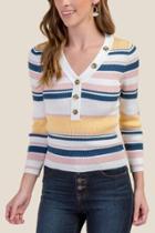 Francesca's Baylee Button Front Pullover Sweater - Sunshine