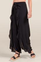 Francesca's Abigail Ruffled Cover-up Pants - Black