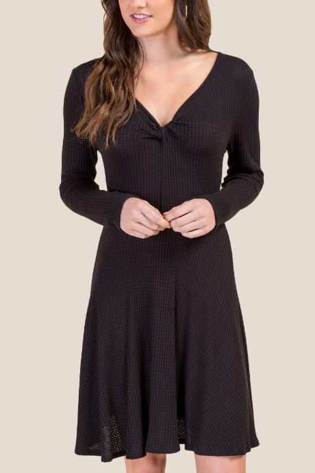 Francesca's Cecilia Knot Front Dress - Black