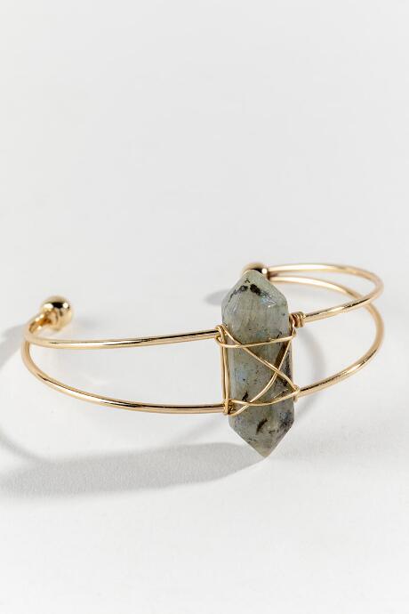 Francesca's Josie Hexagon Stone Cuff - Gray