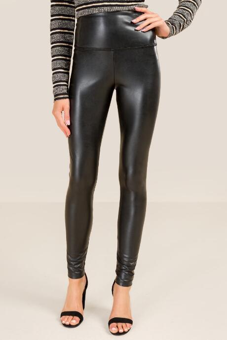 Francesca's Sandy Faux Leather Legging - Black