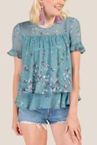 Francesca Inchess Ryan Double Layered Floral Blouse - Teal