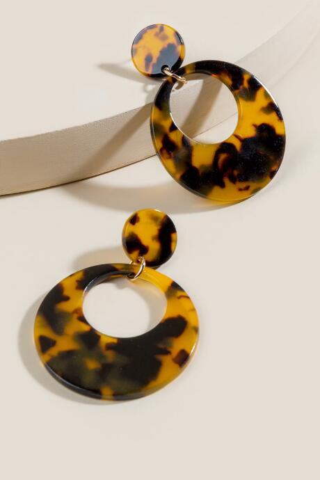 Francesca's Linda Tortoise Statement Earrings - Amber