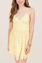 Francesca's Desiree Lace Tulle A-line Dress - Lemonade
