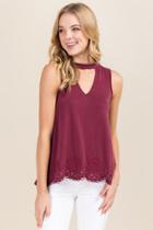 Alya Pandora Gigi Embroidered Cupro Tank - Wine