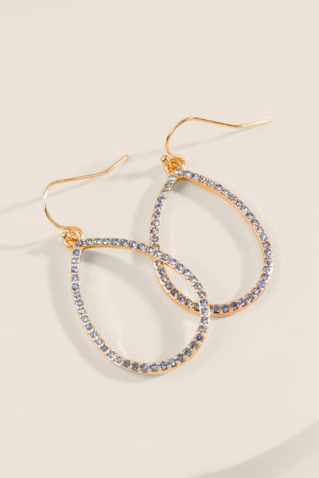 Francesca's Kayla Pave Open Teardrop Earrings - Light Blue