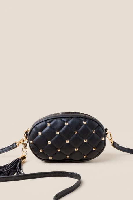 Francesca's Beatrice Studded Convertible Belt Bag - Black