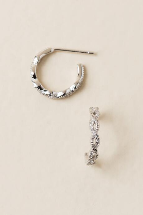 Francesca's Sheya Crystal Huggie Hoop Earring - Crystal