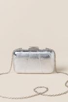 Francesca's Lux Hard Case Silver Clutch - Silver