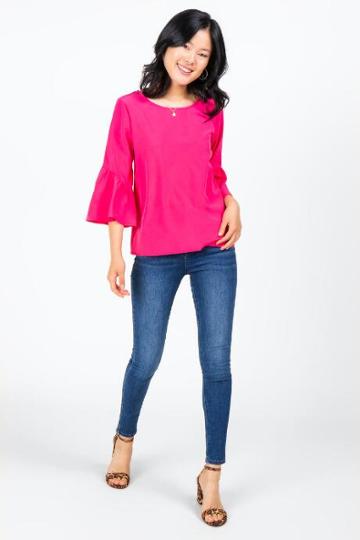 Francesca's Manda Bell Sleeve Blouse - Magenta