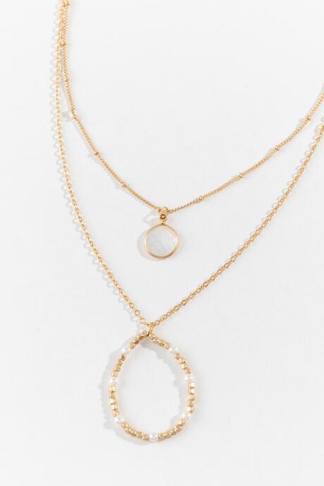 Francesca's Raine Pearl Double Pendant Necklace - Ivory