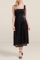 Francesca's Addison Sequin Fit And Flare Midi Dress - Black