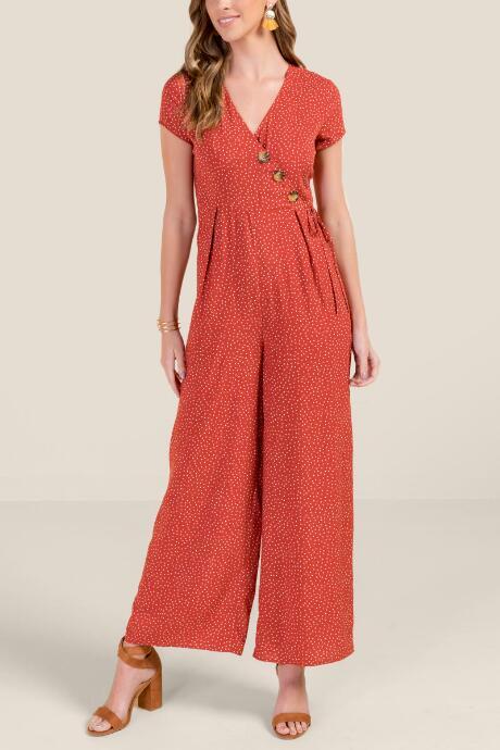Francesca's Tara Big Button Surplus Jumpsuit - Cinnamon