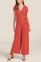 Francesca's Tara Big Button Surplus Jumpsuit - Cinnamon