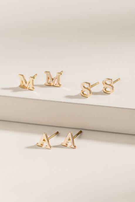 Francesca's Initial Stud Earrings - A