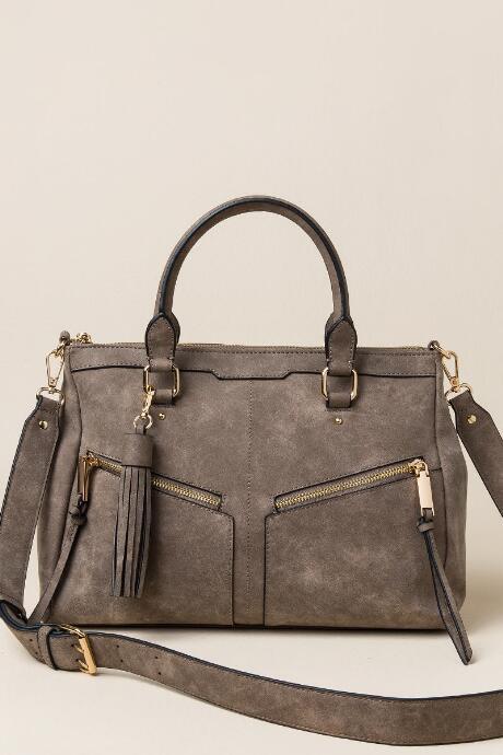 Francesca Inchess Ellen Double Zip Satchel - Taupe