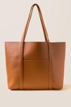 Francesca's Danielle Classic Leather Tote - Cognac