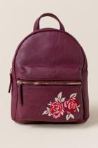 Francesca's Alex Rose Embroidered Backpack - Burgundy