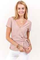 Francesca's Daniella Side Wrap Top - Blush