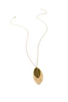 Francesca's Natalia Leather Leaf Pendant Necklace - Beige