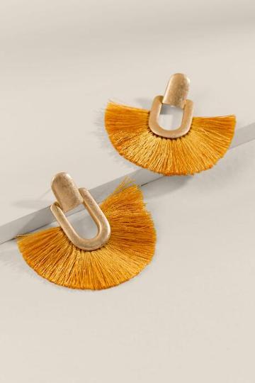 Francesca's Harmoni Tassel Earrings In Mustard - Mustard