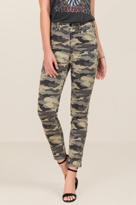 Harper Hi Rise Camo Jeans - Olive