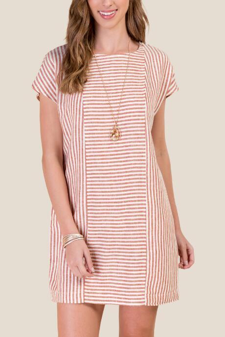 Francesca's Savannah Mixed Stripe Shift Dress - Ivory