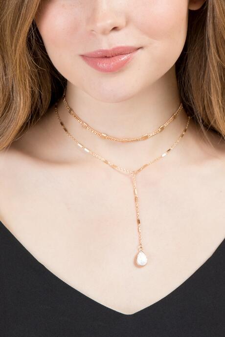 Francescas Brodie Layered Lariat Choker - Iridescent