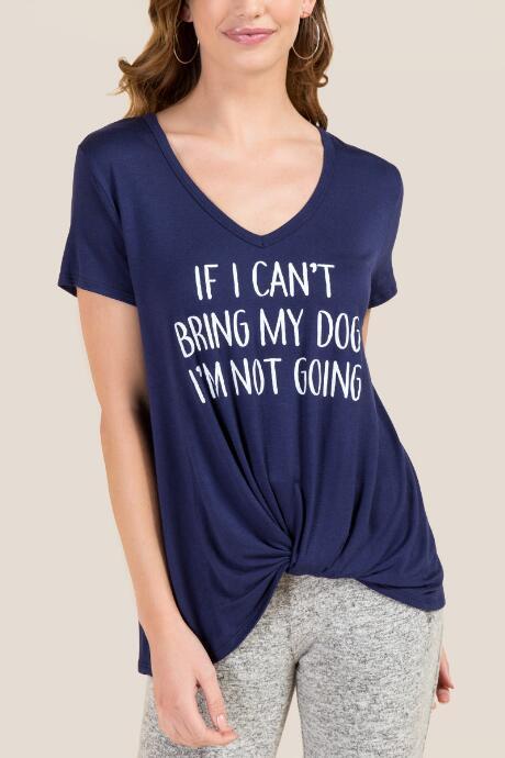 Francesca's Bring My Dog Graphic Tee - Navy