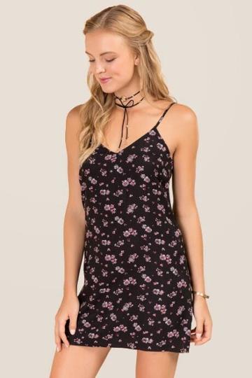 Lovefire Alayna Floral Shift Dress - Black