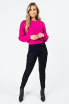 Francesca's Idella Scallop Neck Sweater - Magenta