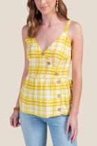 Francesca's Cambridge Plaid Tank Top - Lemon