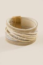 Francesca's Gia Studded Wrap Bracelet - Taupe