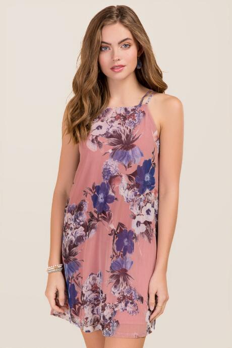 Blue Rain Mariella Floral Shift Dress - Mauve