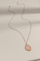 Francesca's Baylee Sliced Semi-precious Pendant Necklace - Pale Pink