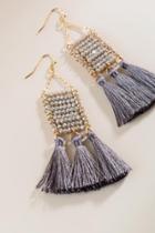 Francesca's Tiff Beaded Tassel Earrings - Gray