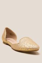 Restricted Glory D'orsay Stamped Rafia Flat - Gold