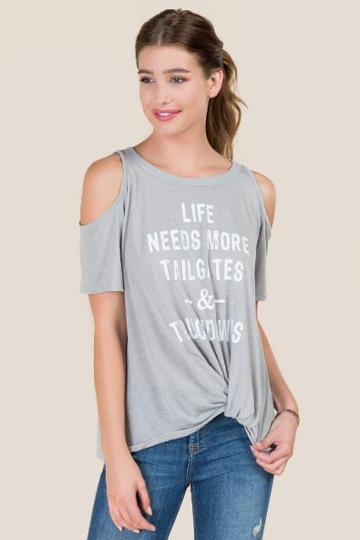 Francesca's Tailgates And Touchdowns Graphic Tee - Heather Gray