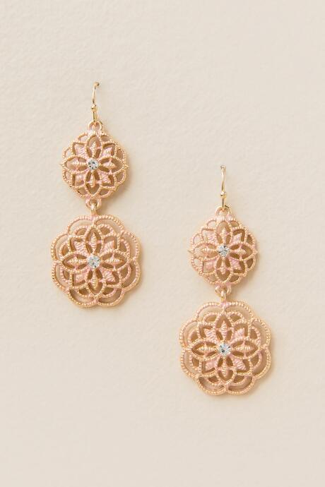 Francesca's Gabriella Filigree Drop Earring In Blush - Blush