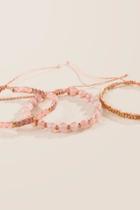Francesca's Miranda Bead Pull Tie Bracelet Set In Pink - Mint