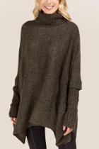 Francesca's Atlanta Cowl Neck Poncho - Olive