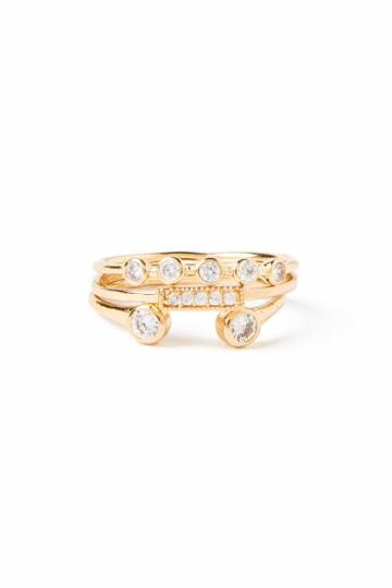 Francesca's Pura Crystal Station Ring Set - Gold
